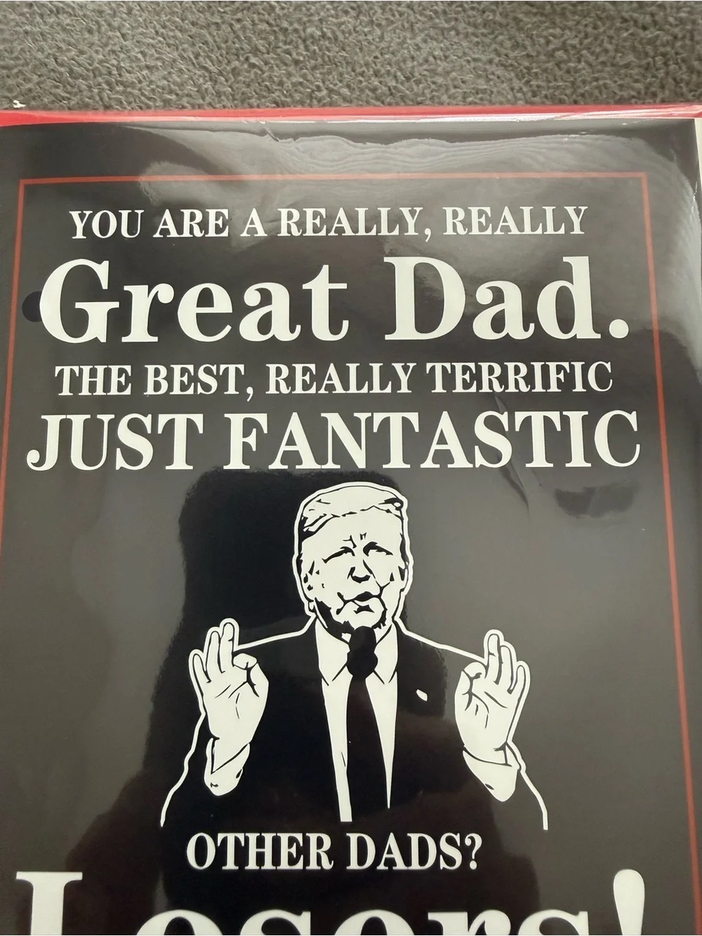 Humorous 'Great Dad' Navy Greeting Card with Multi-Color Pens
